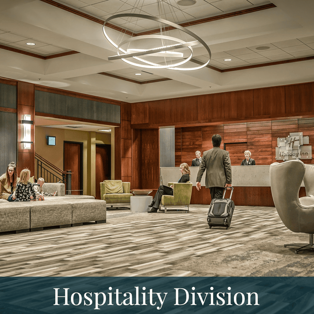 Hospitality Division hotel lobby with people
