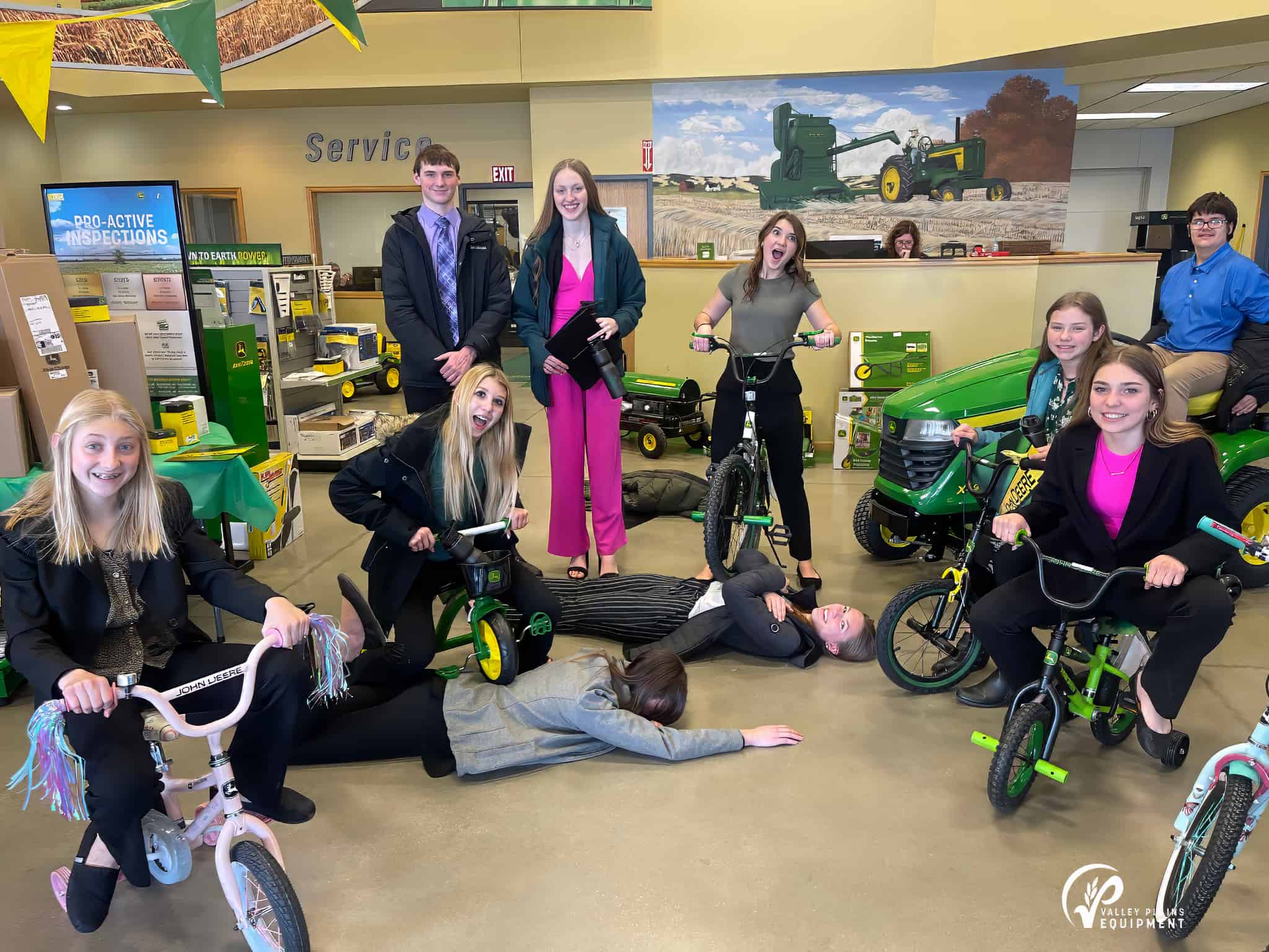 Ashley High School FBLA students having some fun in our showroom