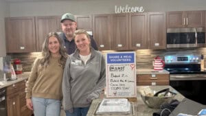 3 members of Brandt Hospitality Group in the kitchen at Ronald McDonald House Charities of the Red River Valley in Fargo, ND